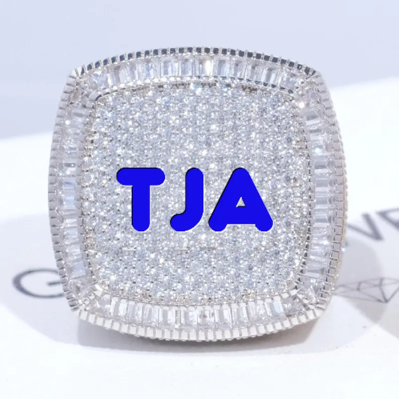 CUSTOM LETTER 3D ICED RING sold by The GUU Shop