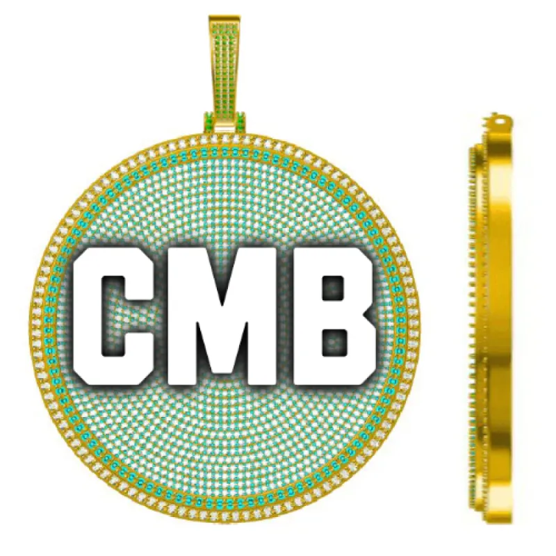 CUSTOM LETTER NECKLACE 3D BIG DISC sold by The GUU Shop