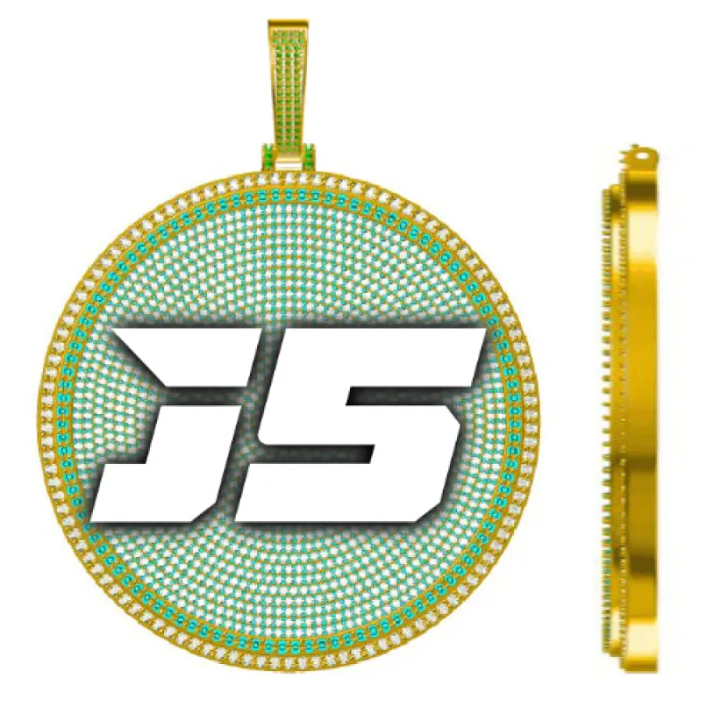 CUSTOM LETTER NECKLACE 3D BIG DISC sold by The GUU Shop