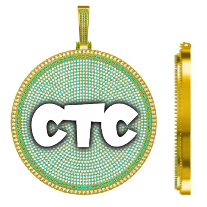 CUSTOM LETTER NECKLACE 3D BIG DISC sold by The GUU Shop