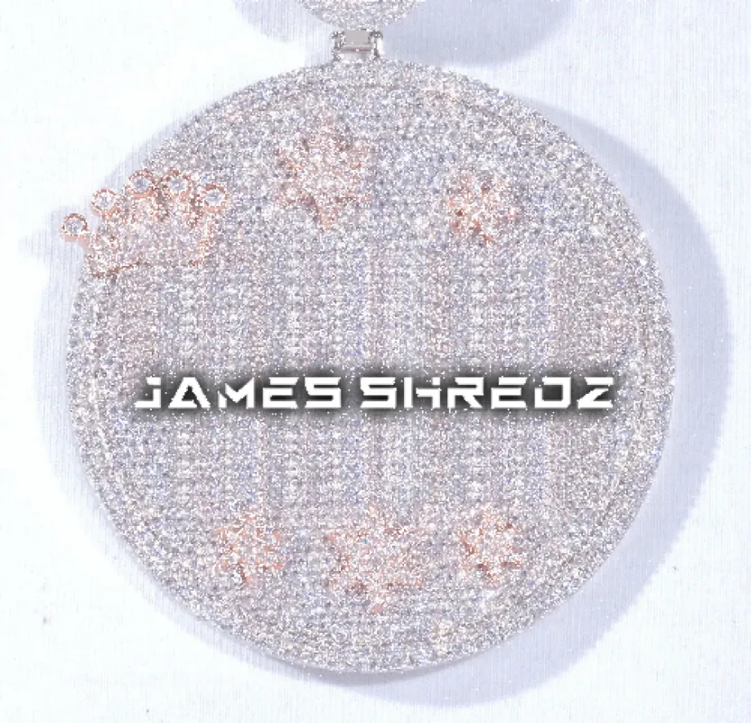 CUSTOM LETTER NECKLACE 3D BIG CROWN DISC sold by The GUU Shop