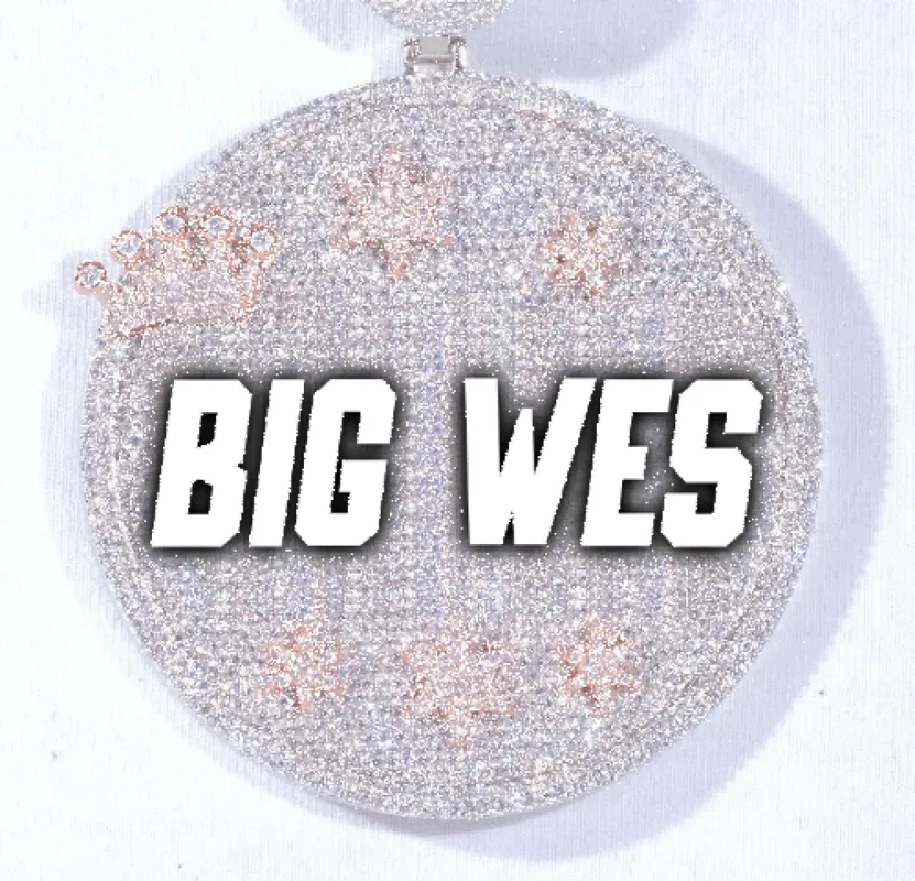 CUSTOM LETTER NECKLACE 3D BIG CROWN DISC sold by The GUU Shop