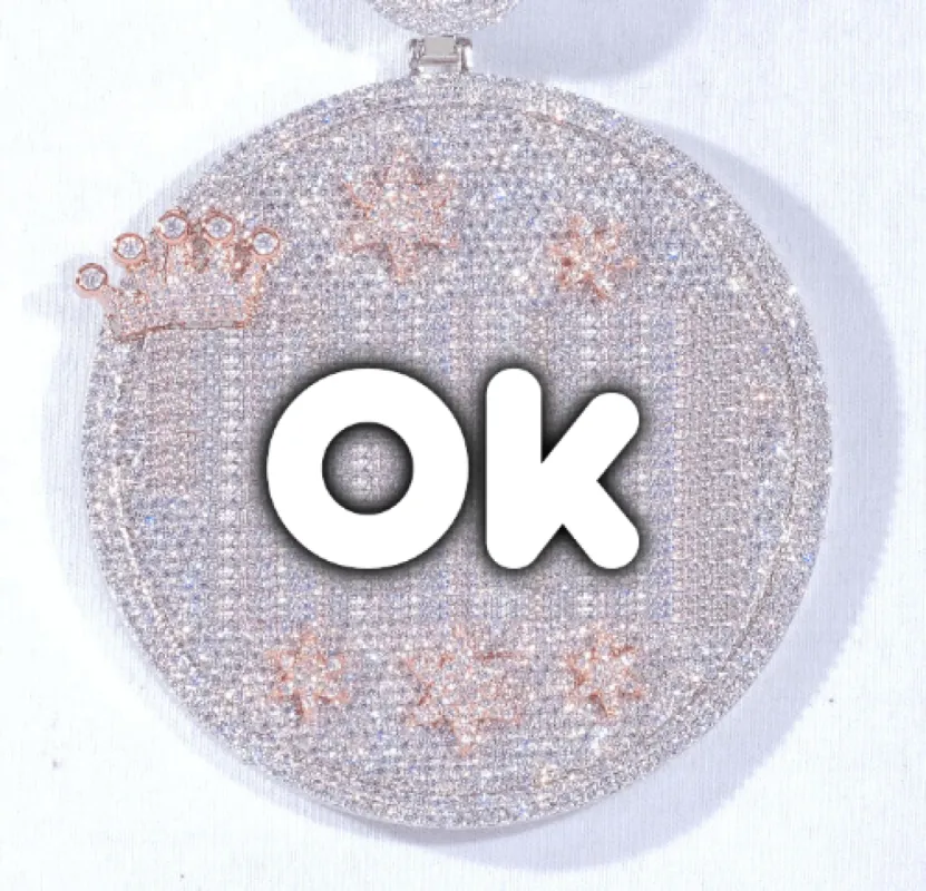 CUSTOM LETTER NECKLACE 3D BIG CROWN DISC sold by The GUU Shop