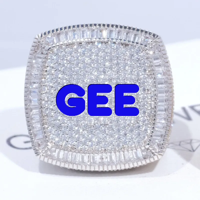 CUSTOM LETTER 3D ICED RING sold by The GUU Shop