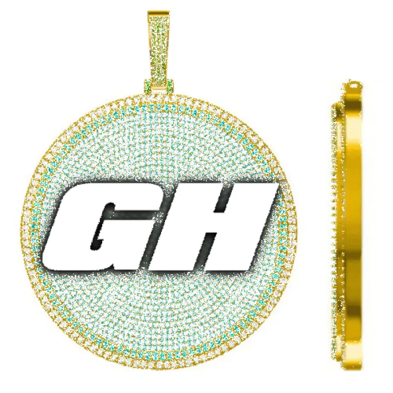 CUSTOM LETTER NECKLACE 3D BIG DISC sold by The GUU Shop