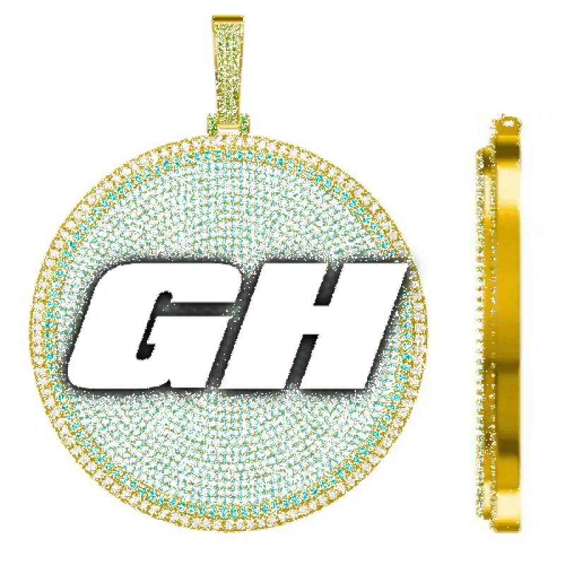 CUSTOM LETTER NECKLACE 3D BIG DISC sold by The GUU Shop