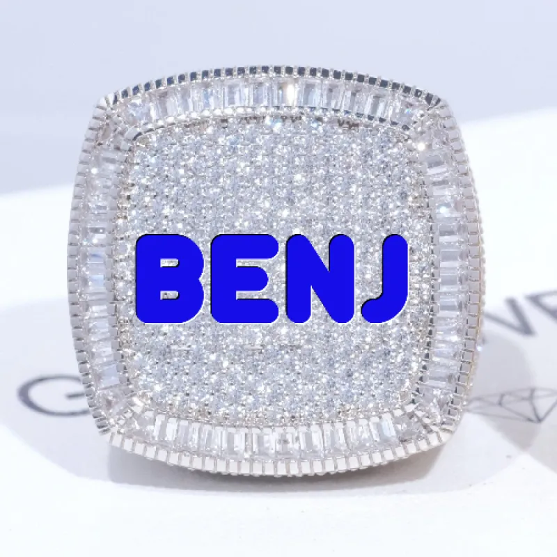 CUSTOM LETTER 3D ICED RING made by The GUU Shop