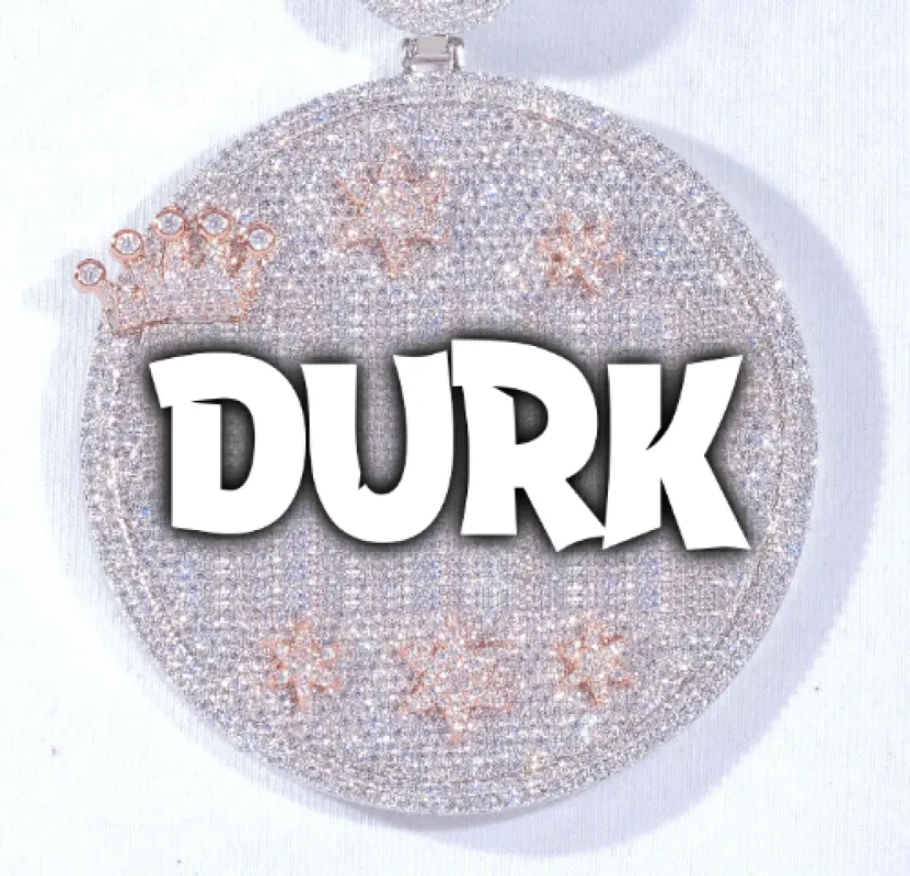 CUSTOM LETTER NECKLACE 3D BIG CROWN DISC sold by The GUU Shop