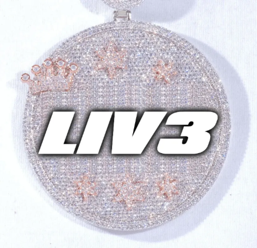 CUSTOM LETTER NECKLACE 3D BIG CROWN DISC sold by The GUU Shop