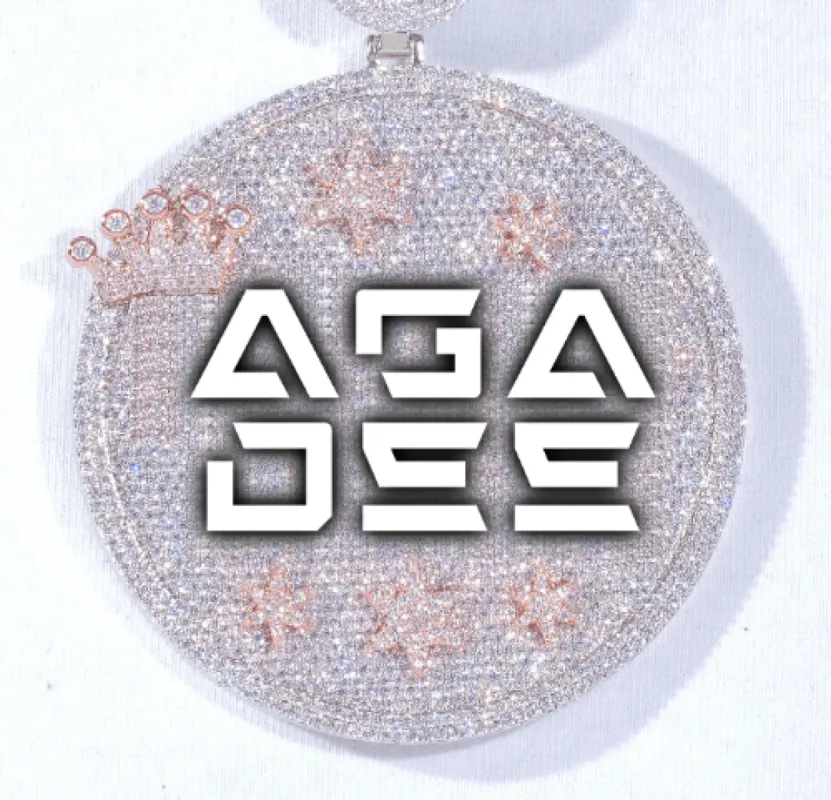 CUSTOM LETTER NECKLACE 3D BIG CROWN DISC made by The GUU Shop