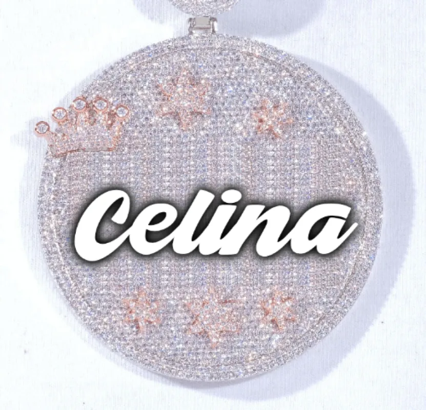 CUSTOM LETTER NECKLACE 3D BIG CROWN DISC sold by The GUU Shop