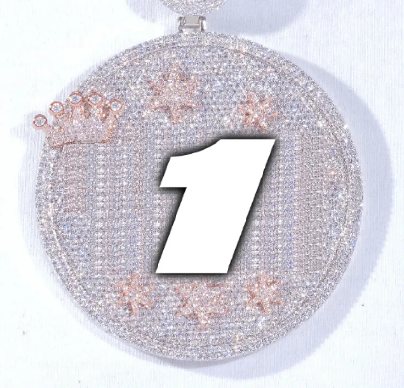 CUSTOM LETTER NECKLACE 3D BIG CROWN DISC sold by The GUU Shop