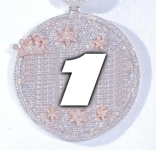 CUSTOM LETTER NECKLACE 3D BIG CROWN DISC sold by The GUU Shop