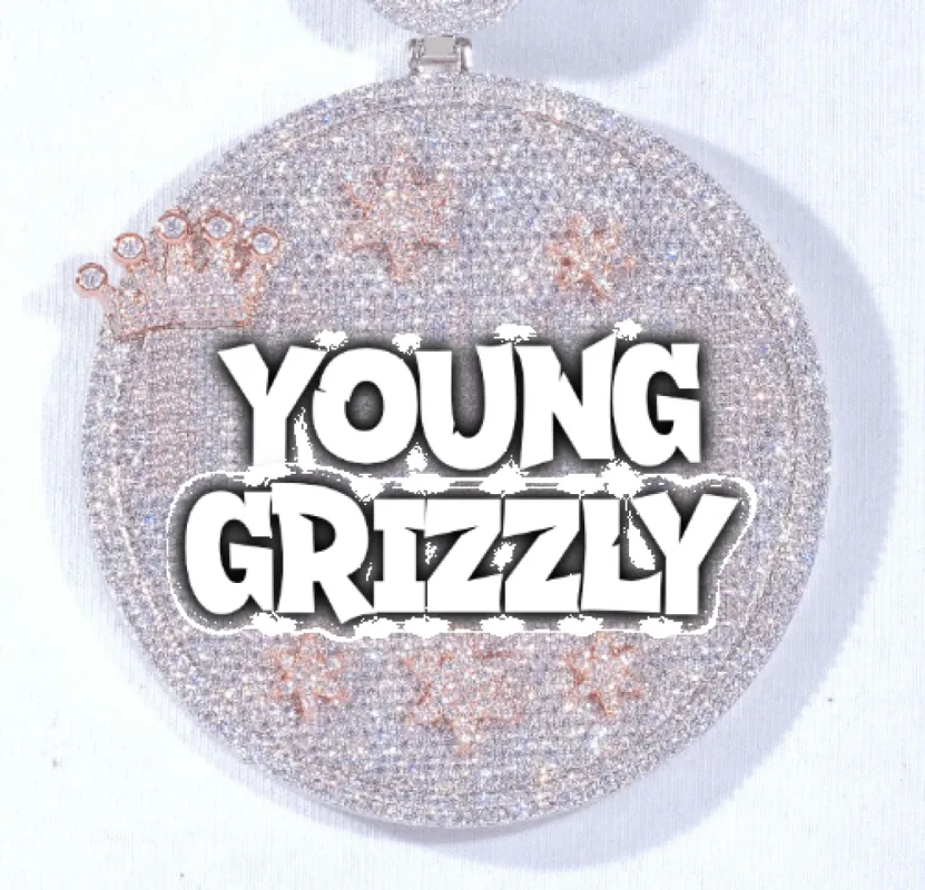 CUSTOM LETTER NECKLACE 3D BIG CROWN DISC sold by The GUU Shop