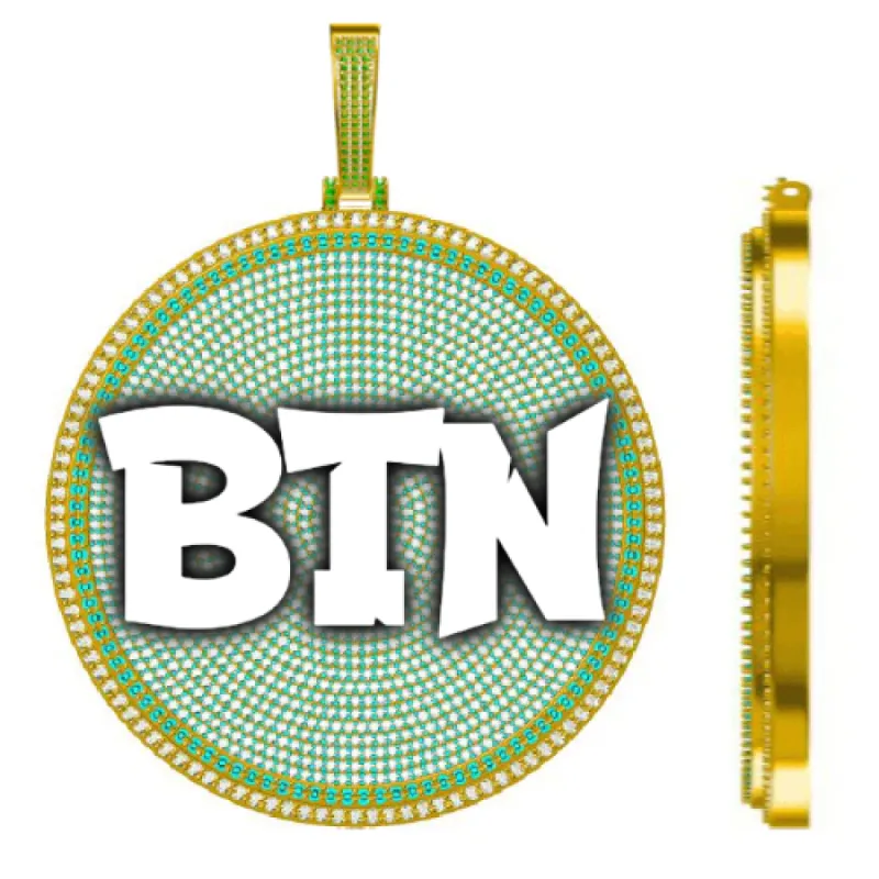 CUSTOM LETTER NECKLACE 3D BIG DISC sold by The GUU Shop