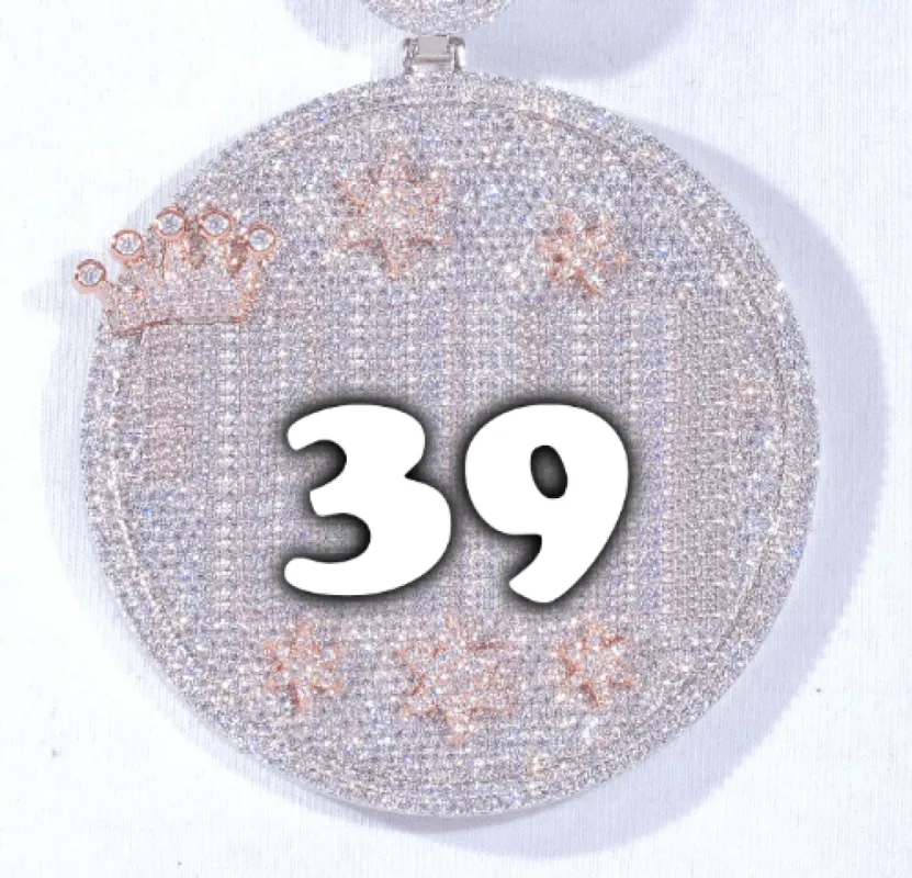 CUSTOM LETTER NECKLACE 3D BIG CROWN DISC sold by The GUU Shop