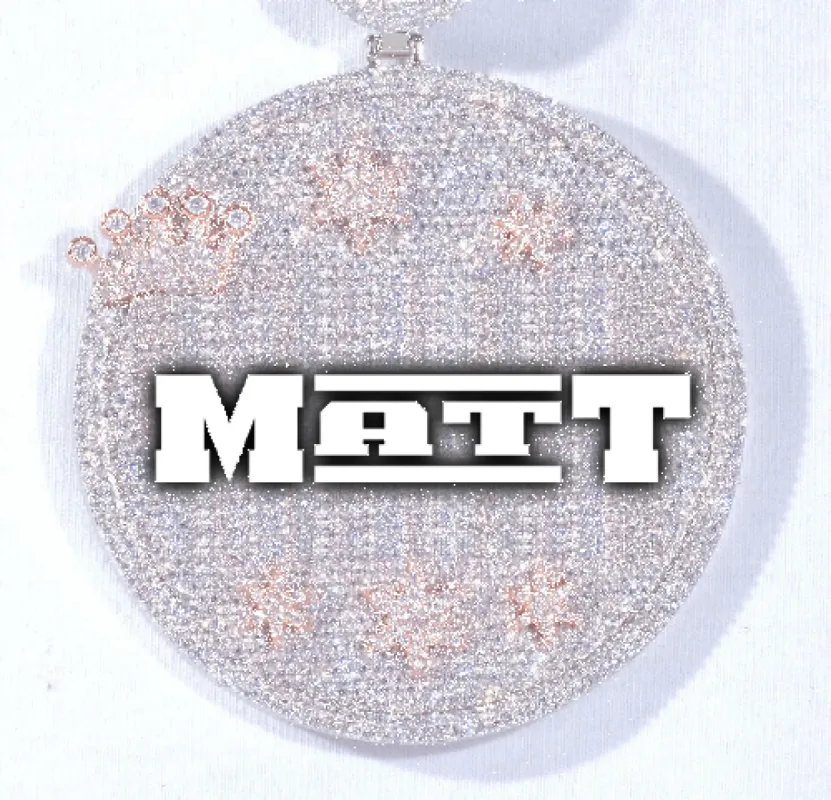 CUSTOM LETTER NECKLACE 3D BIG CROWN DISC sold by The GUU Shop