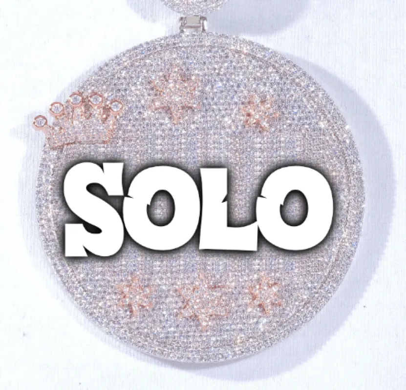 CUSTOM LETTER NECKLACE 3D BIG CROWN DISC sold by The GUU Shop