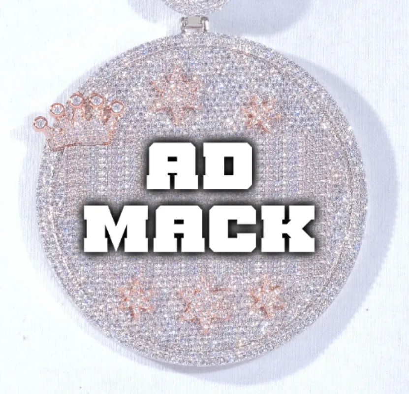 CUSTOM LETTER NECKLACE 3D BIG CROWN DISC sold by The GUU Shop