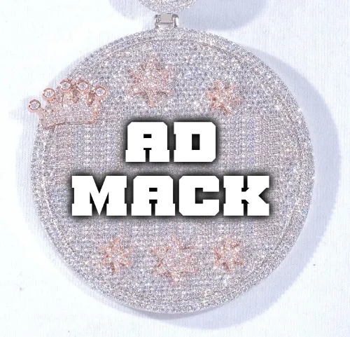 CUSTOM LETTER NECKLACE 3D BIG CROWN DISC sold by The GUU Shop