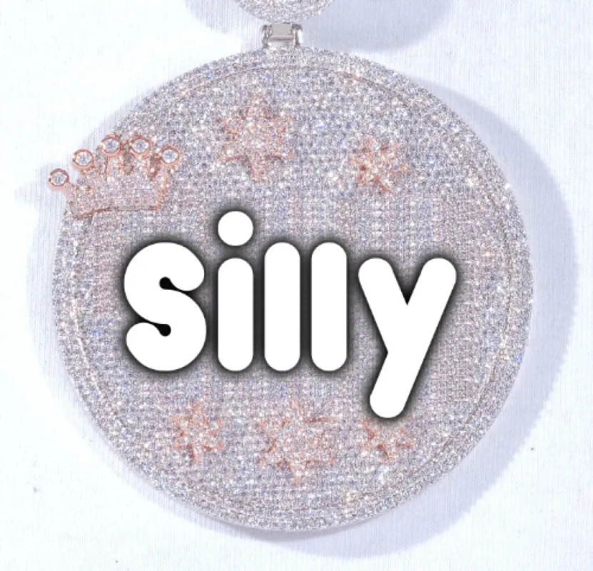 CUSTOM LETTER NECKLACE 3D BIG CROWN DISC sold by The GUU Shop