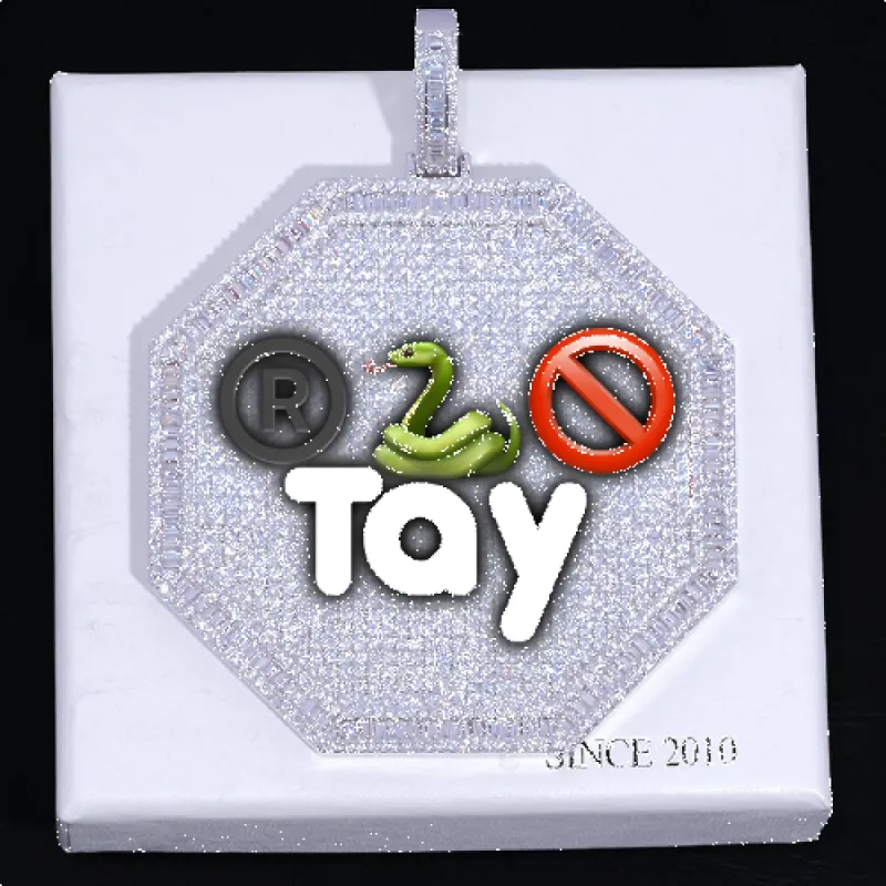 CUSTOM LETTER NECKLACE 3D BIG OCTAGON sold by The GUU Shop