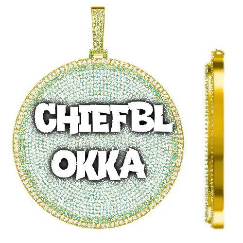 CUSTOM LETTER NECKLACE 3D BIG DISC sold by The GUU Shop