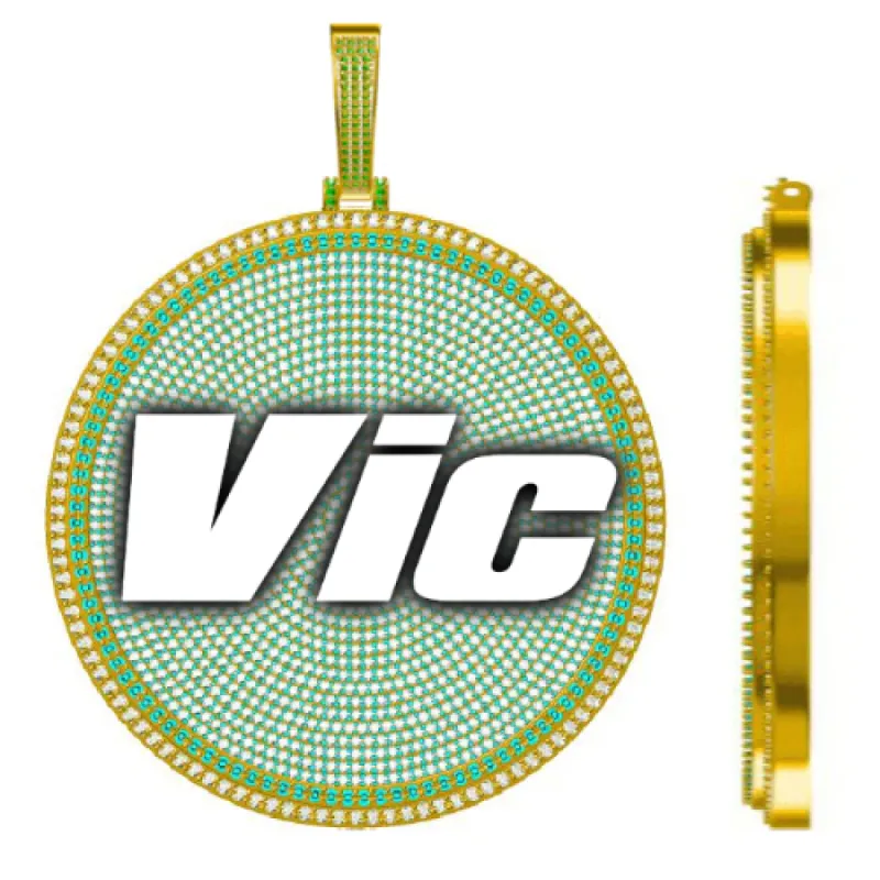 CUSTOM LETTER NECKLACE 3D BIG DISC sold by The GUU Shop