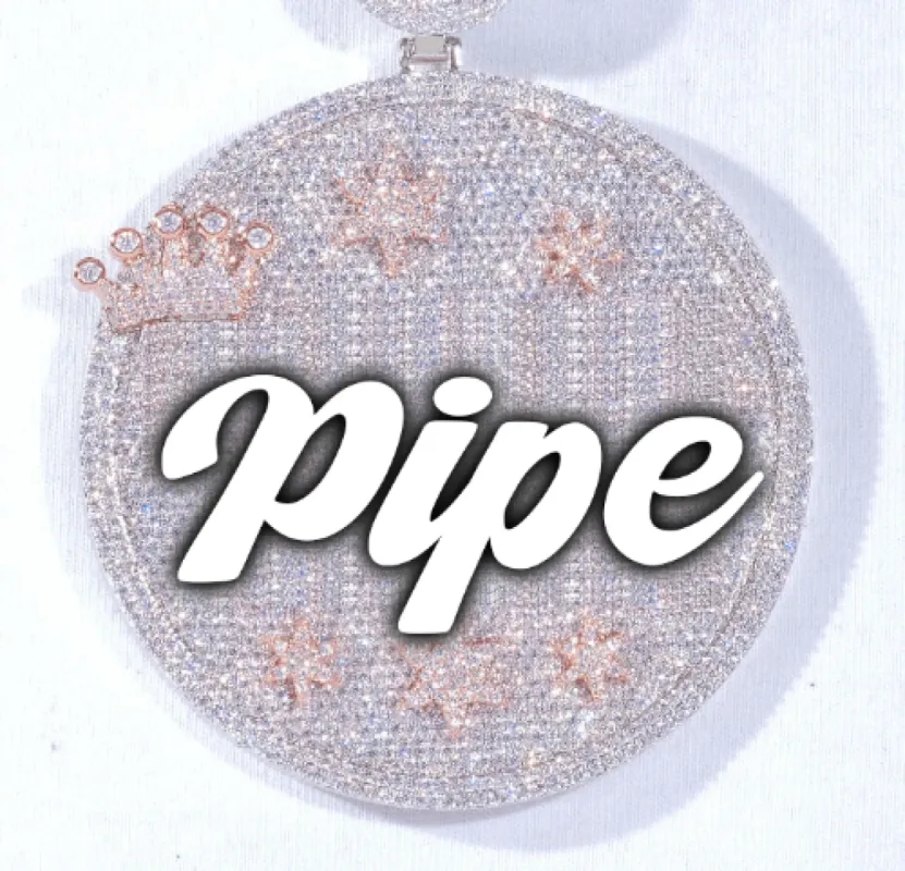 CUSTOM LETTER NECKLACE 3D BIG CROWN DISC sold by The GUU Shop