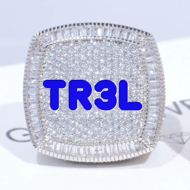 CUSTOM LETTER 3D ICED RING sold by The GUU Shop