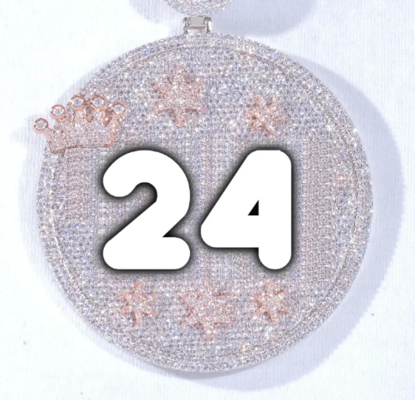 CUSTOM LETTER NECKLACE 3D BIG CROWN DISC sold by The GUU Shop