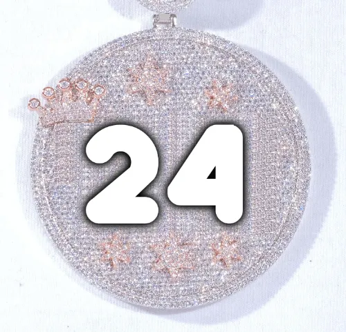 CUSTOM LETTER NECKLACE 3D BIG CROWN DISC sold by The GUU Shop