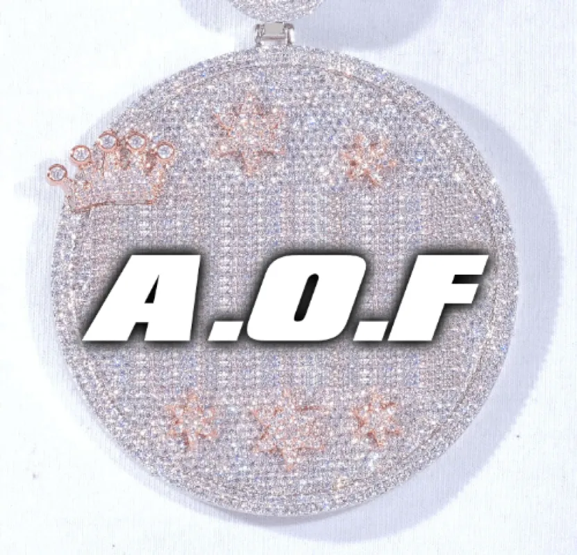 CUSTOM LETTER NECKLACE 3D BIG CROWN DISC sold by The GUU Shop