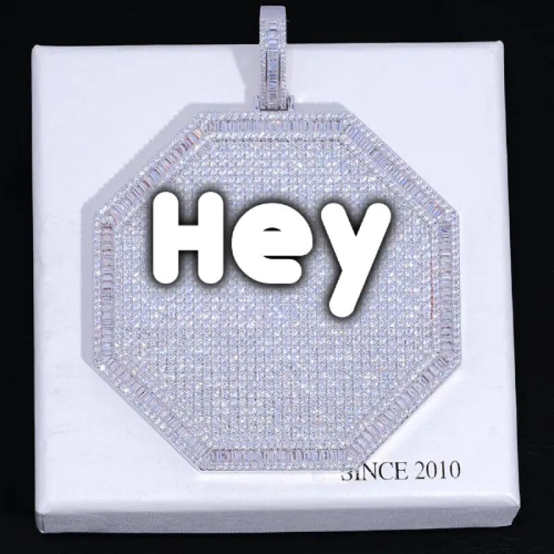 CUSTOM LETTER NECKLACE 3D BIG OCTAGON sold by The GUU Shop