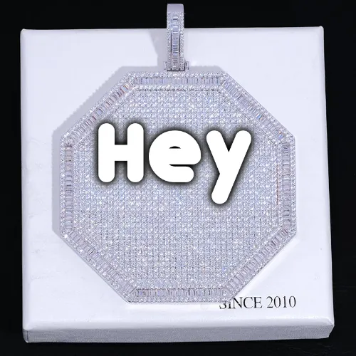 CUSTOM LETTER NECKLACE 3D BIG OCTAGON sold by The GUU Shop