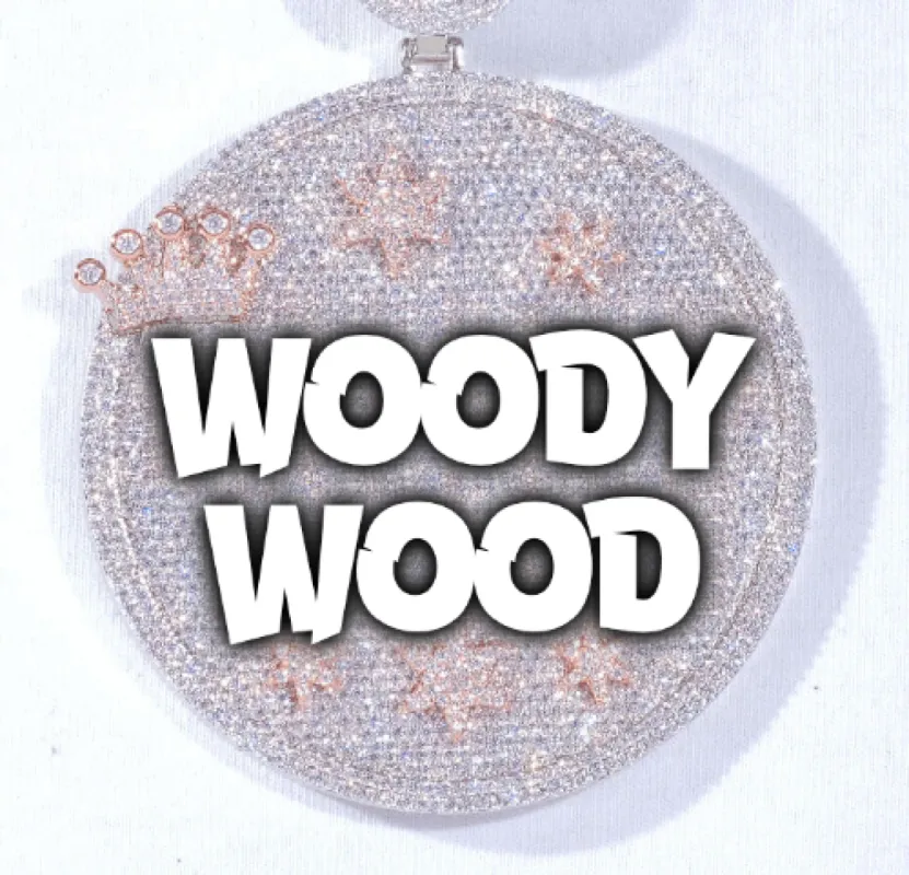 CUSTOM LETTER NECKLACE 3D BIG CROWN DISC sold by The GUU Shop