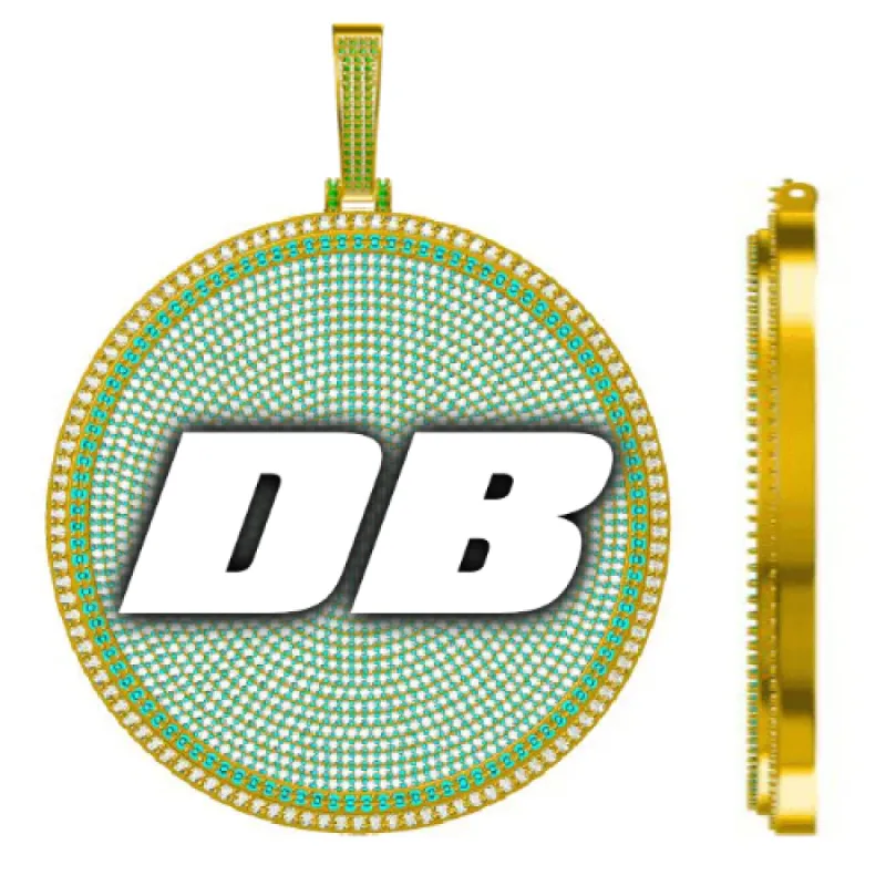 CUSTOM LETTER NECKLACE 3D BIG DISC sold by The GUU Shop