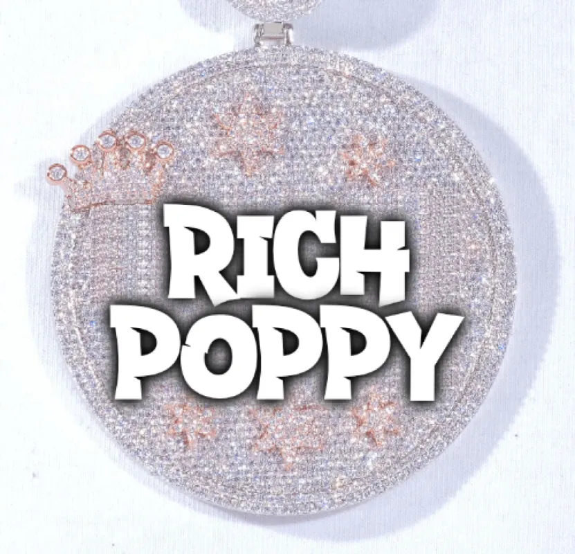 CUSTOM LETTER NECKLACE 3D BIG CROWN DISC sold by The GUU Shop