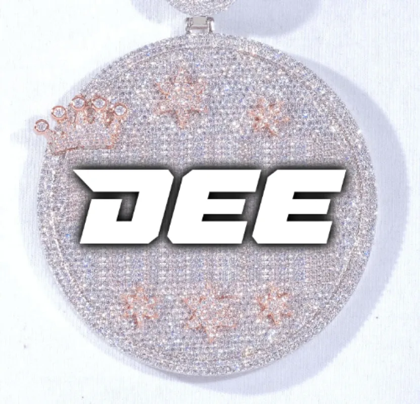 CUSTOM LETTER NECKLACE 3D BIG CROWN DISC sold by The GUU Shop