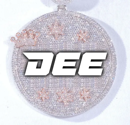 CUSTOM LETTER NECKLACE 3D BIG CROWN DISC sold by The GUU Shop