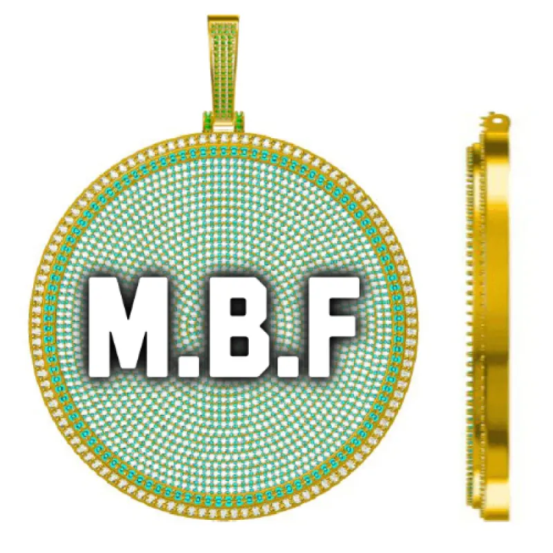 CUSTOM LETTER NECKLACE 3D BIG DISC sold by The GUU Shop