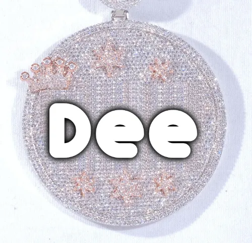 CUSTOM LETTER NECKLACE 3D BIG CROWN DISC sold by The GUU Shop