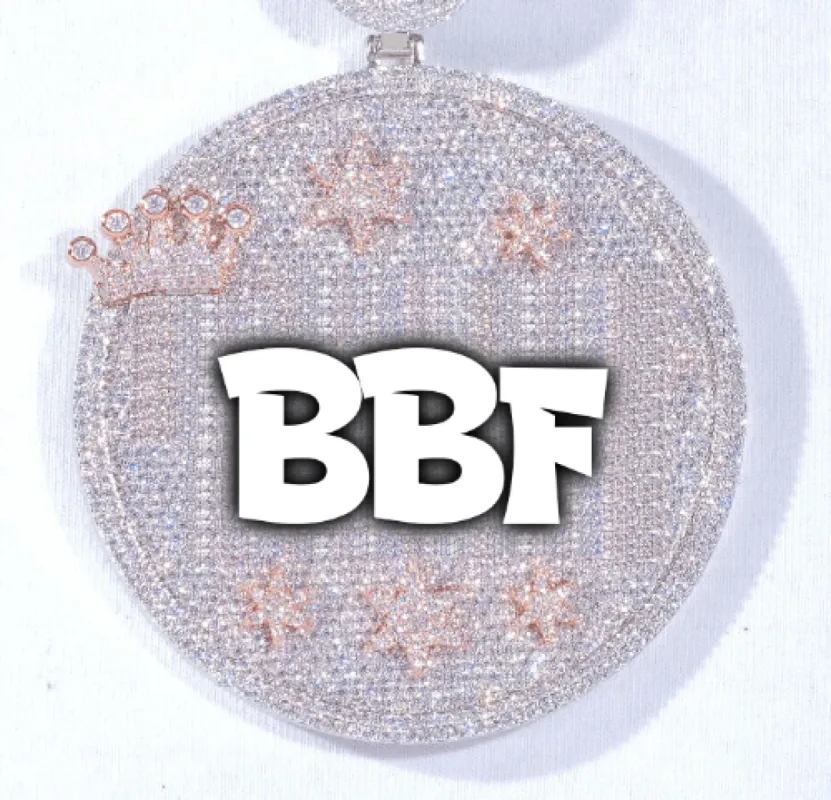 CUSTOM LETTER NECKLACE 3D BIG CROWN DISC sold by The GUU Shop