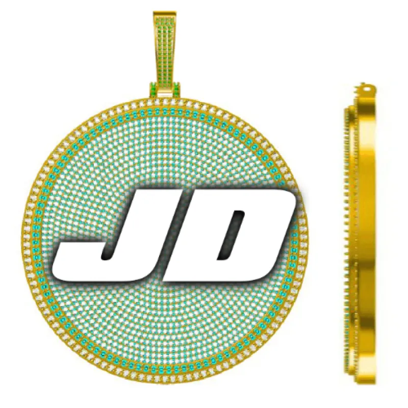 CUSTOM LETTER NECKLACE 3D BIG DISC sold by The GUU Shop