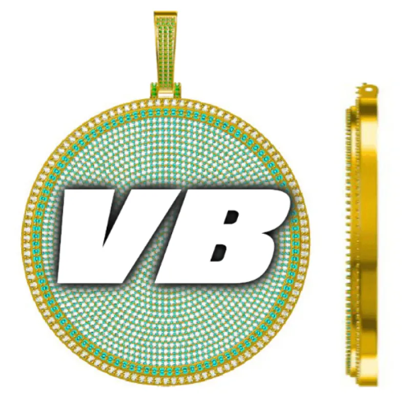 CUSTOM LETTER NECKLACE 3D BIG DISC sold by The GUU Shop