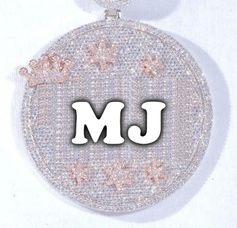 CUSTOM LETTER NECKLACE 3D BIG CROWN DISC sold by The GUU Shop