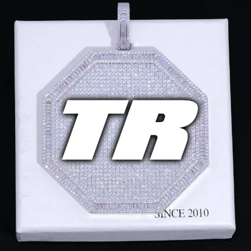 CUSTOM LETTER NECKLACE 3D BIG OCTAGON sold by The GUU Shop