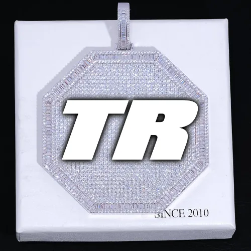 CUSTOM LETTER NECKLACE 3D BIG OCTAGON sold by The GUU Shop