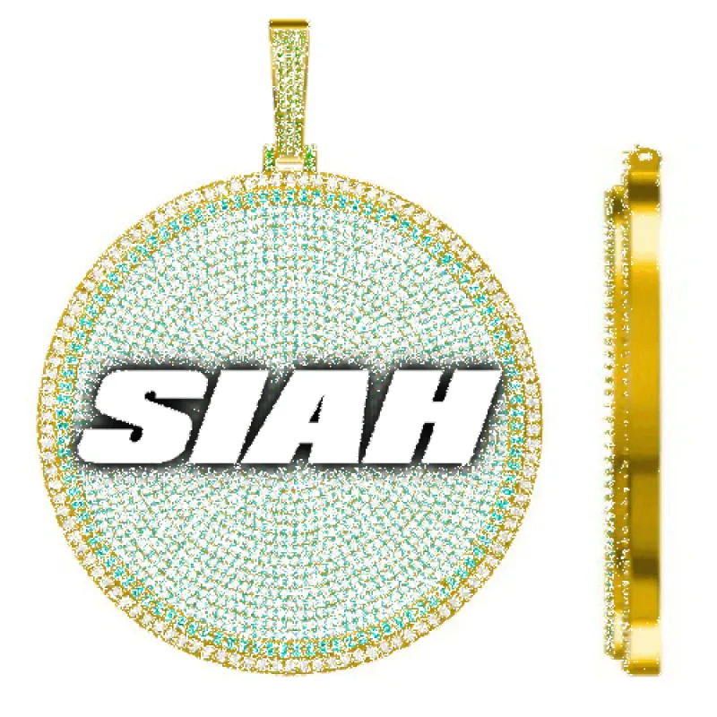 CUSTOM LETTER NECKLACE 3D BIG DISC sold by The GUU Shop