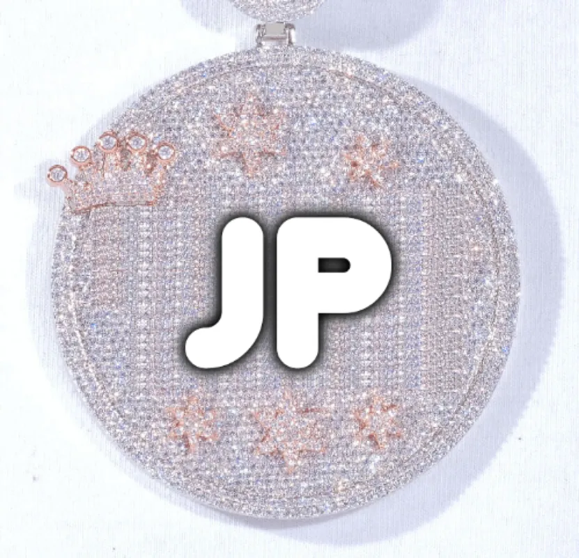 CUSTOM LETTER NECKLACE 3D BIG CROWN DISC sold by The GUU Shop